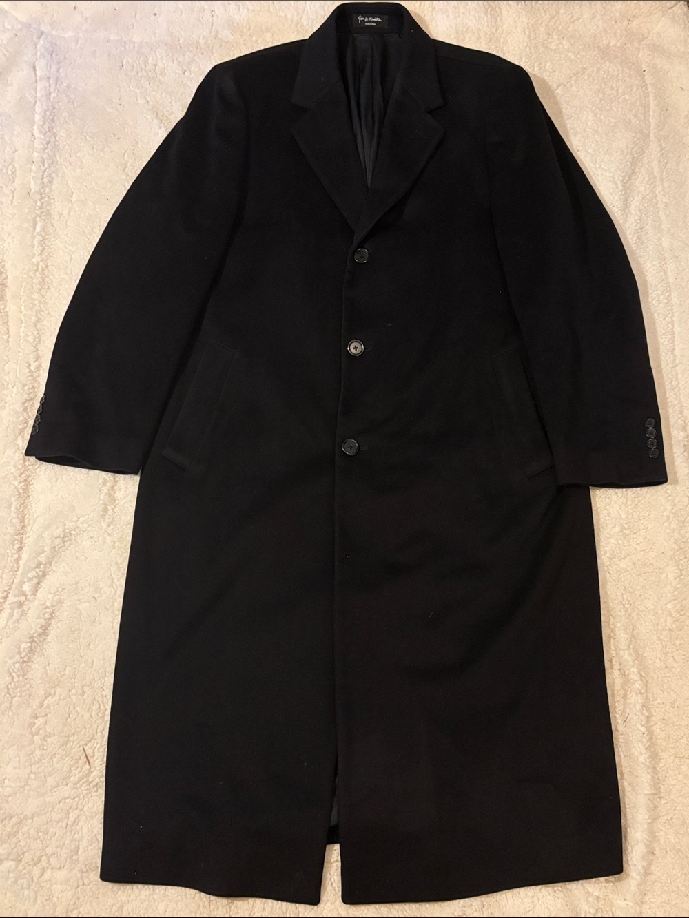 John W. Nordstrom Black Single-Breasted Wool Overcoat sz 42L